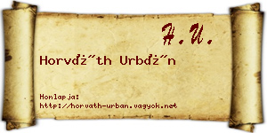 Horváth Urbán névjegykártya